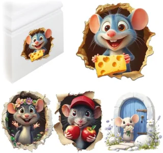 Dailygoods wandtattoo 4 stuks 3d cartoon muis