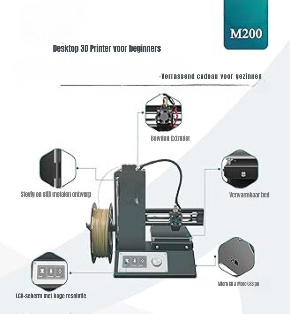 DD 3D Printer Beginners Bouwpakket Zwart 120x120x120cm