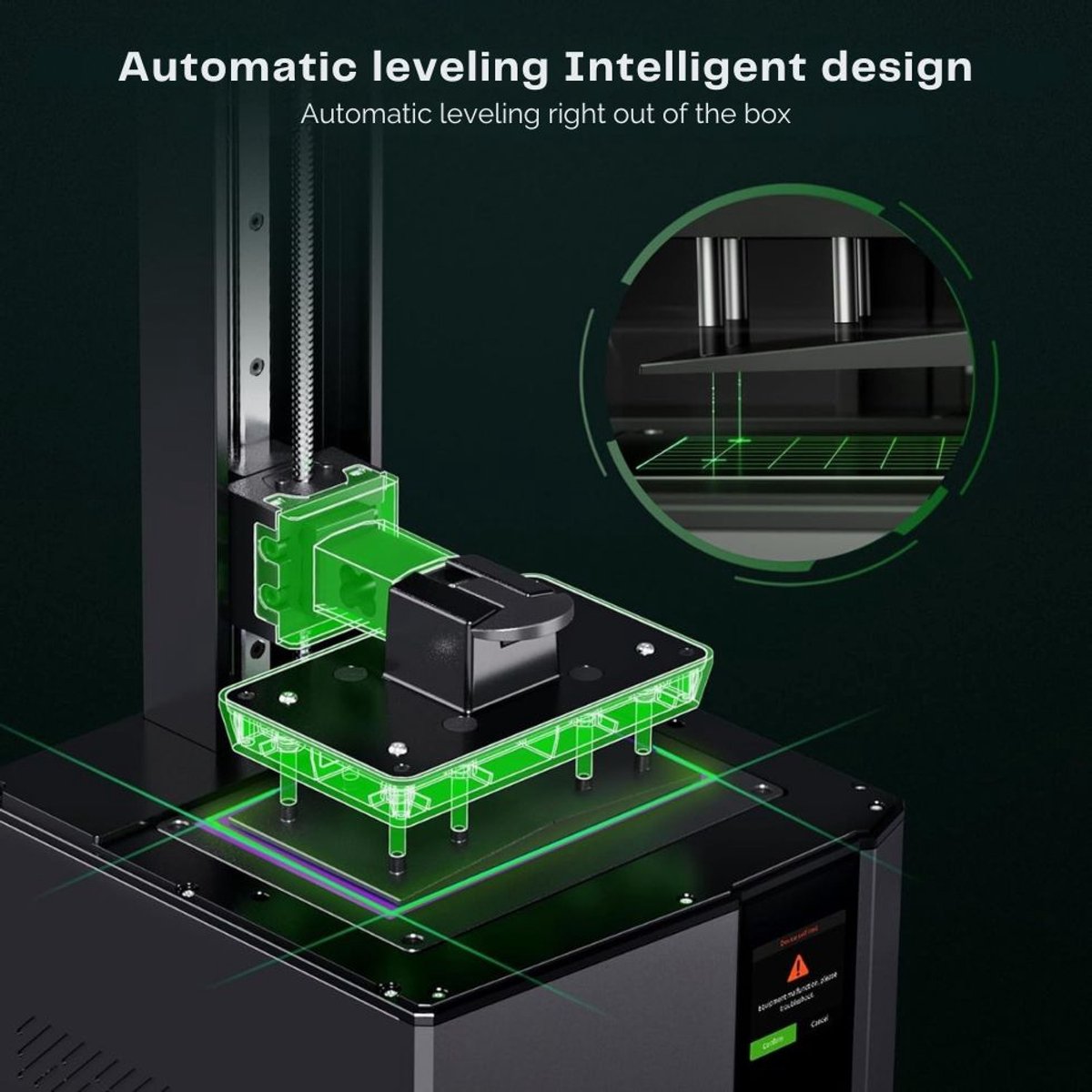 Draagbare Mini 3D Printer Bouwpakket met 4K LCD-scherm zwart-wit