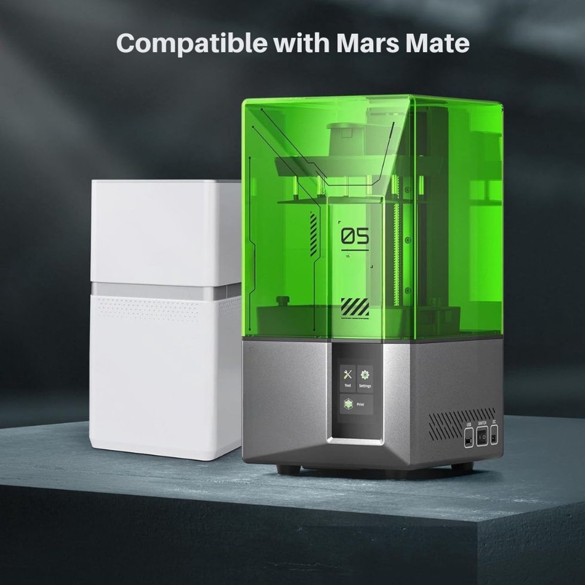 Draagbare Mini 3D Printer Bouwpakket met 4K LCD-scherm zwart-wit