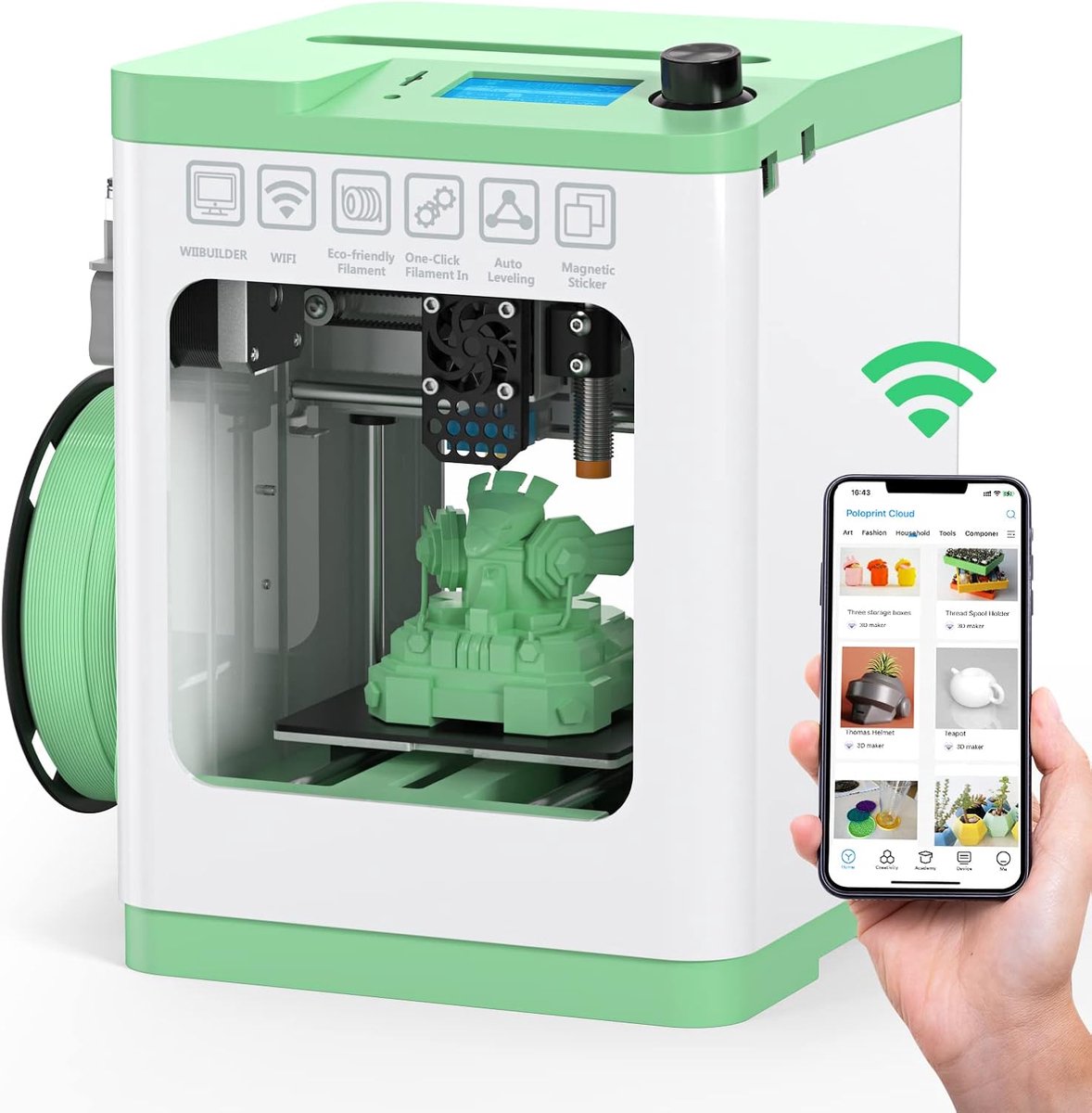 De Draagbare Mini 3D Printer Bouwpakket voor Beginners met 11 Accessoires in één oogopslag
