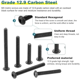 HSEAMALL 3D Printer M3 Hex Screw Set, 1600 Pieces (Screws, Nuts & Washers)