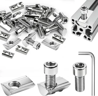 M6 groefstenen set van 120 stuks, koolstofstaal, zilver