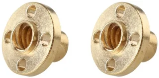 Messing T8 schroefmoer met 2mm stap voor 8mm draadstang, 2 stuks