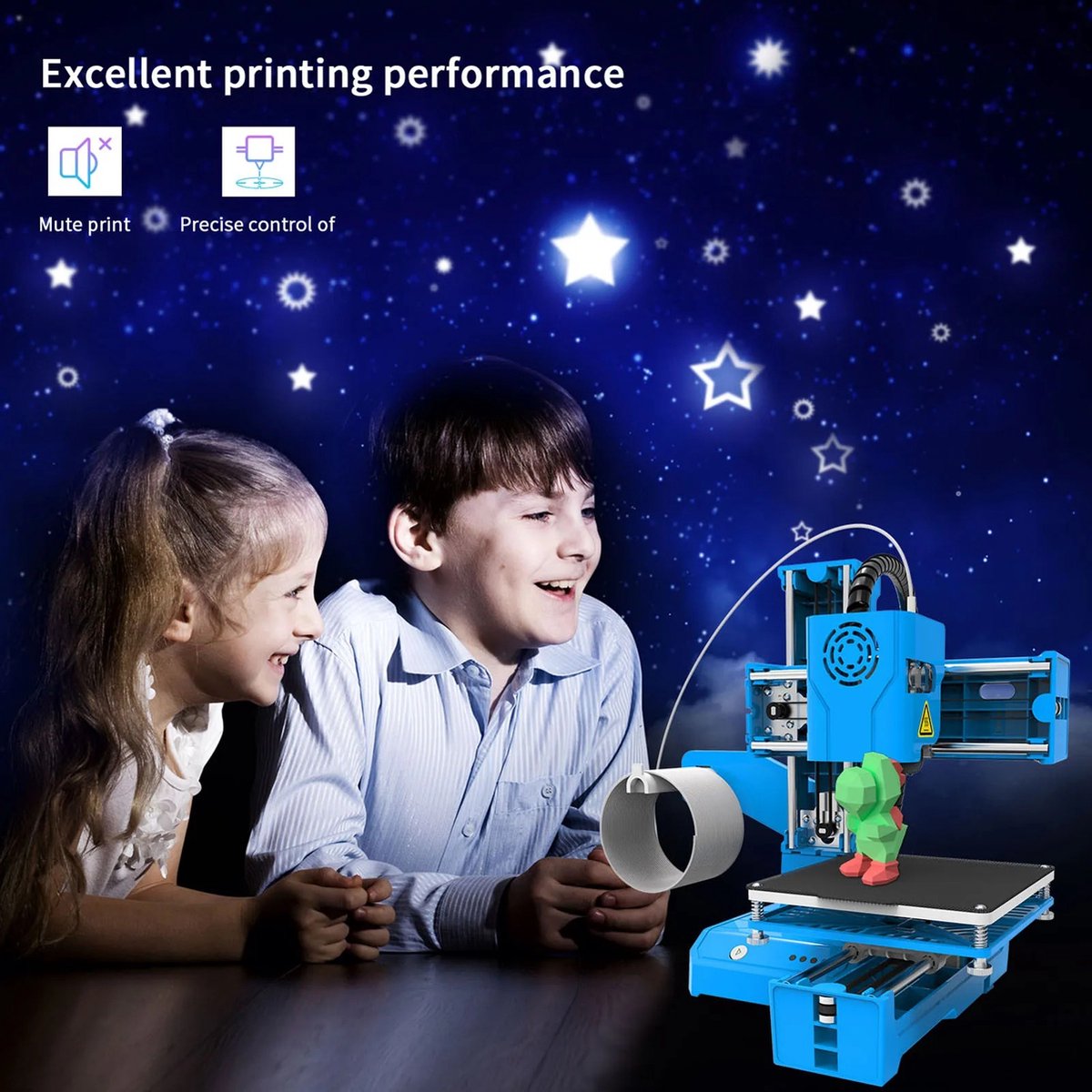 Mini 3D Printer Zwart - Draagbaar - TPU & PLA