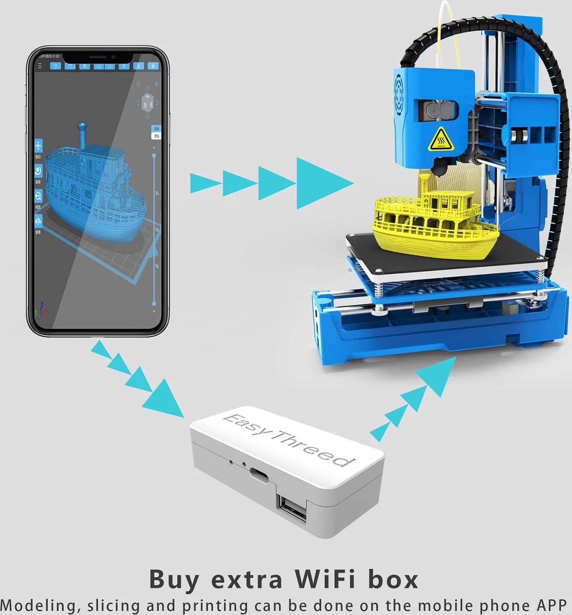 Mini 3D Printer Zwart - Draagbaar - TPU & PLA