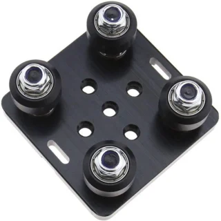 Mini aluminium steunplaat voor V-wielen (zwart)