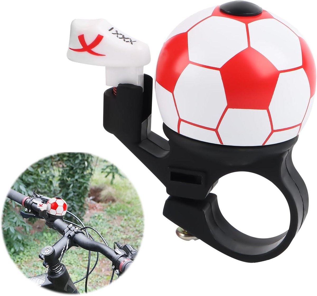 Rode 3D Voetbalfietsbel Kinderfietsbel