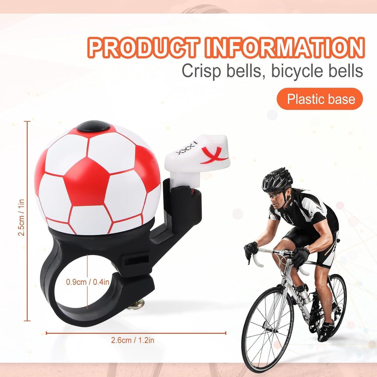 Rode 3D Voetbalfietsbel Kinderfietsbel