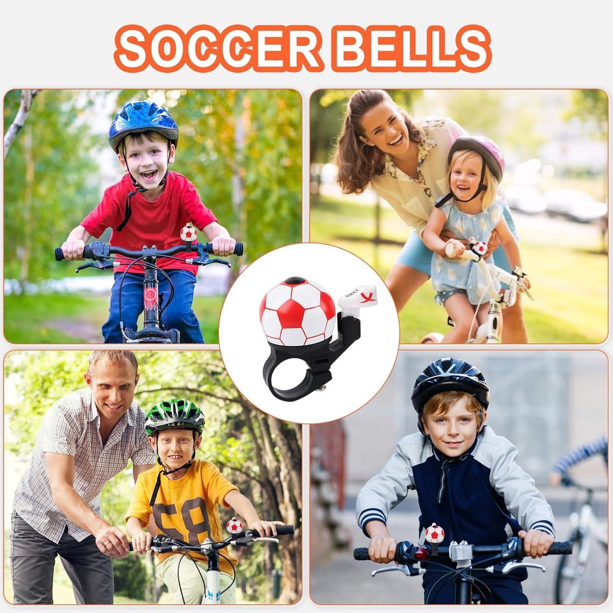 Rode 3D Voetbalfietsbel Kinderfietsbel