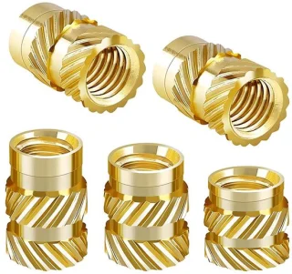 Schroefdraadinzetstukken 100 stuks - Messing kartelmoeren M4 x 10 mm x 6 mm - Inzetmoeren