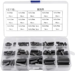 Set van 140 ronde kop passveerwiggen met parallelle aandrijfas 8 mm 10 mm 12 mm 16 mm 20 mm 25 mm 30 mm