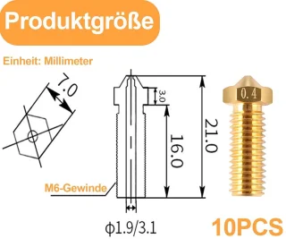SnelShoppen 10-delige messing nozzleset voor 3D-printer, geschikt voor Kobra 2 Max, Neo, Plus en Pro
