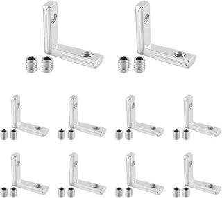 SnelShoppen - 10x aluminium T-slot hoekbeugels L-vorm 90 graden 2020 serie
