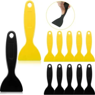 SnelShoppen - 12 pcs plastic spatula set - putty knife, flexibele verf schrapers, geel/zwart