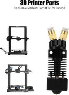 SnelShoppen - 2-in-1 Dual Gear Extruder Hoofd voor CR-10 en Ender 3 - Twee Kleur Hotend Kit - Metalen Heatsink - Snelle Warmteafvoer - 3D Printer Acce