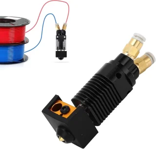 SnelShoppen - 2-in-1 Dual Gear Extruder Hoofd voor CR-10 en Ender 3 - Twee Kleur Hotend Kit - Metalen Heatsink - Snelle Warmteafvoer - 3D Printer Acce