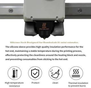 SnelShoppen 3 stuks siliconen sokken voor A1 Mini 3D-printer, hittebestendige isolatiecover voor hotend