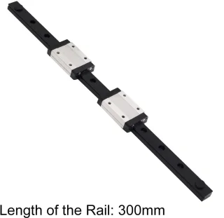 SnelShoppen 300mm lineaire railgeleider met 2 MGN12 glijblokken, zwart, lagestaal (H-type)