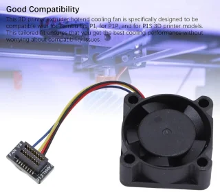 SnelShoppen 3D-printer extruder hot end koelventilator voor Bambulab P1/P1P/P1S, 5V 25x25x10mm