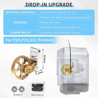 SnelShoppen 3d printer extruder overbrenging voor BambuLab X1C/P1P/P1S