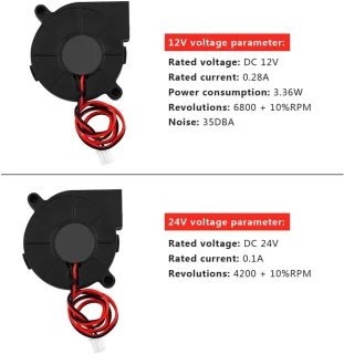 SnelShoppen - 3D Printer Turbofan - 50 * 15mm DC 12/24V Koelventilator Set - Duurzame Radiale Koelventilator voor 3D Printer en Extruder - Hoogwaardig