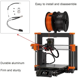 SnelShoppen 6 stuks 3D-printeraccessoires voor Prusa i3 MK4 – aluminium verwarmblok, extruder thermistor kabel, verwarmingsstaaf
