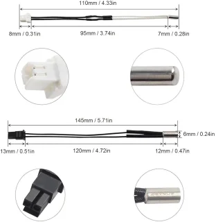 SnelShoppen 6 stuks 3D-printeraccessoires voor Prusa i3 MK4 – aluminium verwarmblok, extruder thermistor kabel, verwarmingsstaaf