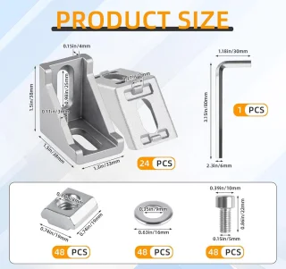 SnelShoppen aluminium profiel montage set 24 stuks 40x40 cm