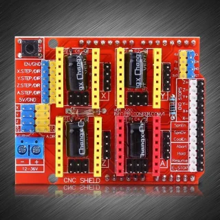 SnelShoppen - CNC Shield V3 Expansiebord + 4x A4988 Stappenmotor Driver, 3D Printer Kit voor Graveermachine en 3D Printer, 4-Assig, GRBL Compatibel