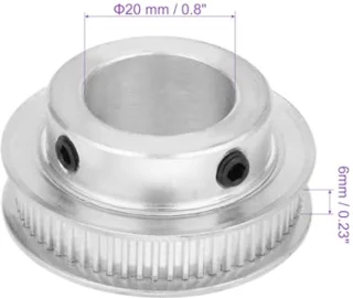 Synchroonpoelie 60T, aluminium (verzilverd), boring 20 mm, 6 mm bandbreedte - 1 stuk