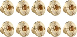 T8 schroefmoer 2 stuks messing 2mm pitch