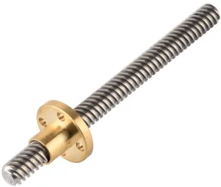 T8-spindel 100 mm schroef/moer met trapeziumvormige schroefdraad van roestvrij staal