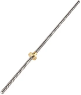 T8-spindel roestvrij staal - trapeziumvormige schroefdraadschroef - moer - 400 mm - schroefdraadstang