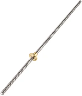T8-spindel van roestvrij staal met trapeziumschroefdraad, moer en Schroefdraadstang van 400 mm