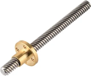 T8 trapeziumdraad leidspindel 100 mm, 2 mm spoed, Ø8 mm, RVS