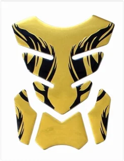 Tankpad motorfiets 3D gouden vlammen