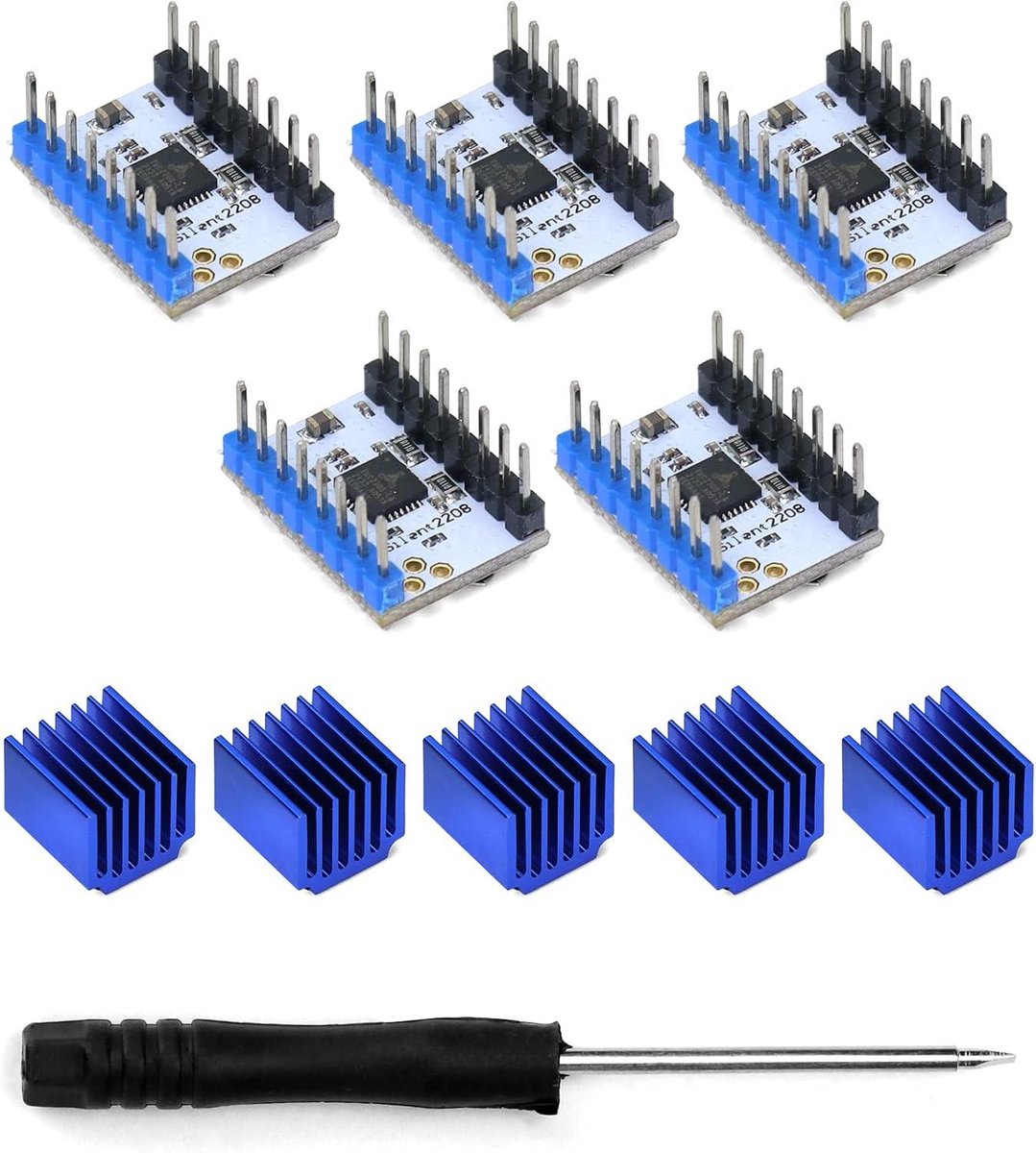 Wat vinden we goed aan de TMC2208 V1.2 Stappenmotor Driver 5-pack met Koelblok en Schroevendraaier