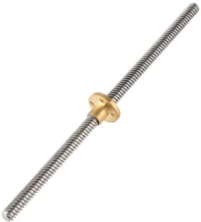 Trapeziumgeleidingspindel 300 mm met T8-moer van roestvrij staal