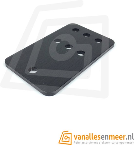 Compacte, zwarte aluminium pulleyplaat voor V-Slot: licht en veelzijdig