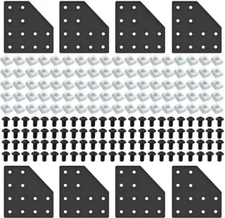 Voegplaat 8 stuks - hoekbeugel L - 2040 T-moeren - schroeven - V-slot accessoires