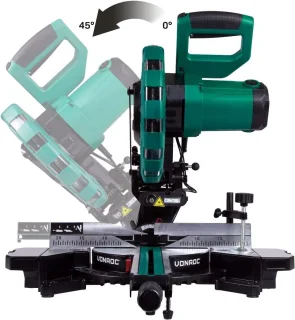 Afkortzaag 2200W met 254MM zaagblad, laser en LED verlichting – Perfect voor decoratief en precisiewerk