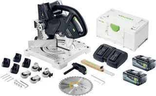 Festool SYMC 70 Basic SYMMETRIC accu-freeszaag 36 V ( 2 x 18 V ) 216 mm + 2x accu 8.0 Ah + dubbele lader + Systainer