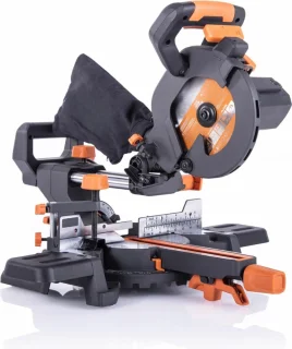 Afkortzaag Met Trekfunctie – 185 mm Afkortzaag En Verstekzaag Met Lasergeleiding - Met Onderstel - Elektrische Zaag incl. Universeel Mes - 45° afstand, 50° verstek