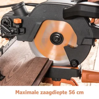 Afkortzaag Met Trekfunctie – 185 mm Afkortzaag En Verstekzaag Met Lasergeleiding - Met Onderstel - Elektrische Zaag incl. Universeel Mes - 45° afstand, 50° verstek