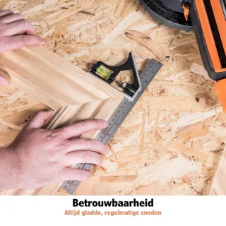 Afkortzaag Met Trekfunctie – 185 mm Afkortzaag En Verstekzaag Met Lasergeleiding - Met Onderstel - Elektrische Zaag incl. Universeel Mes - 45° afstand, 50° verstek