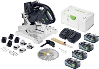 De Festool SYMC 70 Basic SYMMETRIC accu-freeszaag 36 V ( 2 x 18 V ) 216 mm + 4x accu 8.0 Ah + dubbele lader + Systainer in één oogopslag