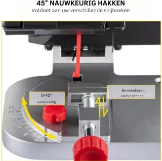 Mini-Afkortzaag - 90 W Afkortzaag - Inclusief 3 x Zaagbladen - 5 cm en 5,8 cm, 12/10/4 mm - Mini-Ijzerzaag - Draagbare 7800 tpm Verstekzaag - 0-45° Verstelbaar - Voor Hout Zink Aluminium