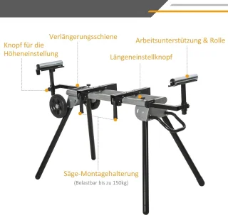 Onderstel voor Afkortzagen - Verstelbare Werktafel en Zaagframe met Zijverlenging