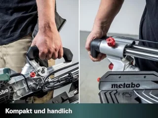 Afkortzaag met tafelverbreders - verstekzaagmachine - precisie houtbewerking - geïntegreerde LED-lijn - 216 mm blad - meerkleurig